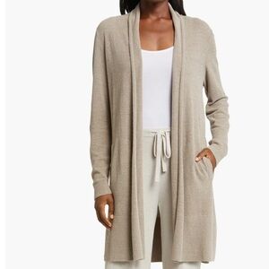Barefoot Dreams Open-Front Longline Cozy Cardigan Sweater with Pockets